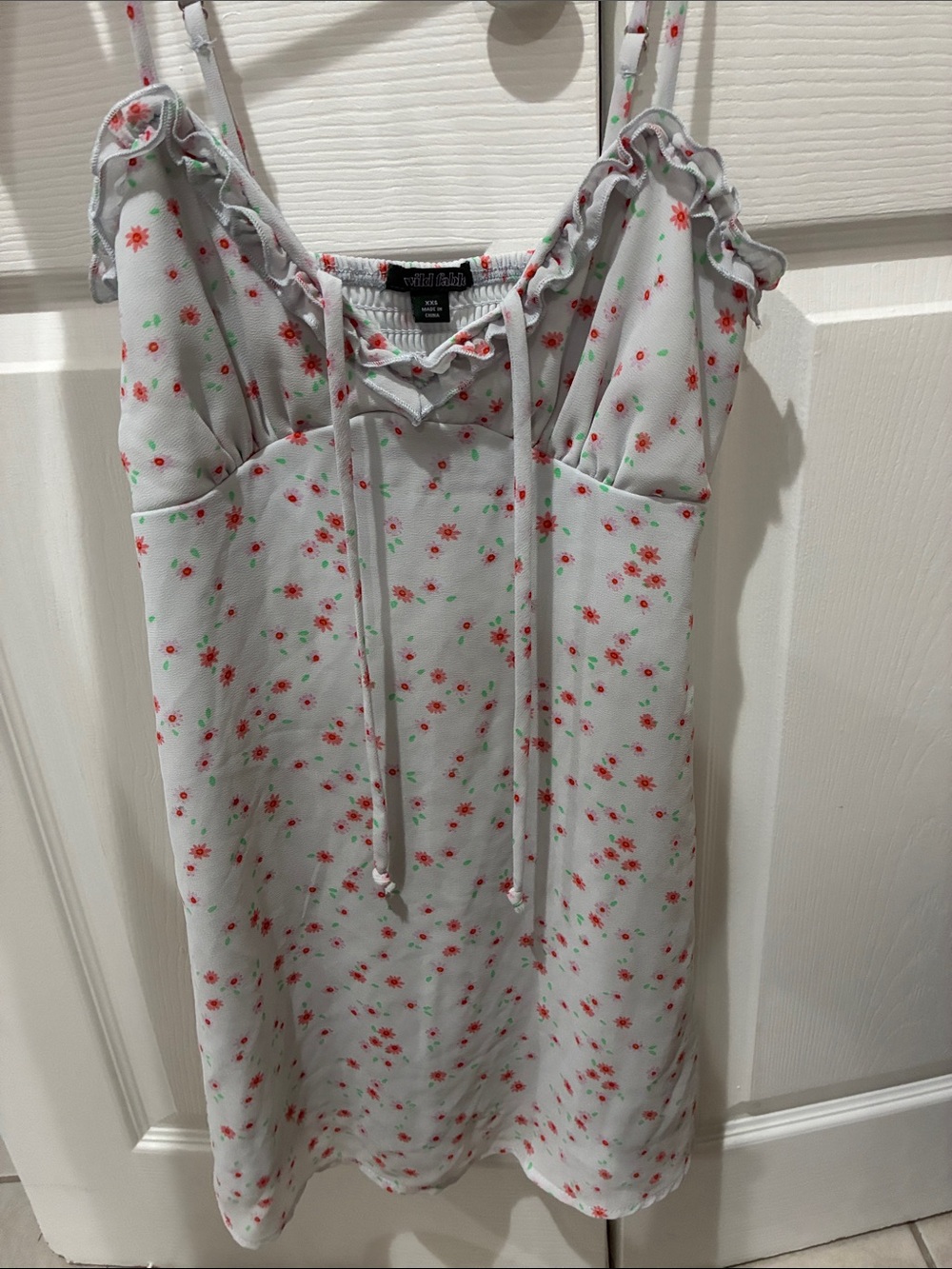 wild fable Light Gray Mini Dress with Red Floral Print